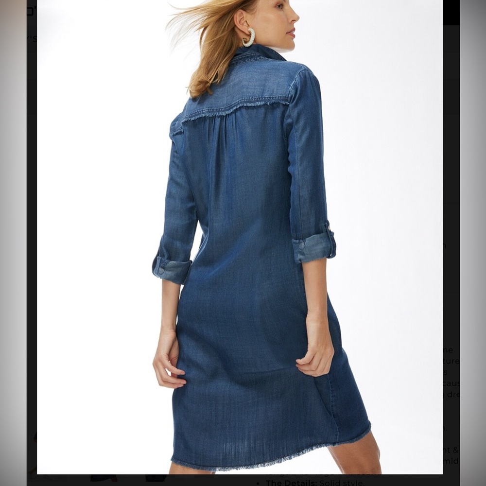 NWT! Chico’s Tencel Frayed Hem Shirtdress - Picture 4 of 13